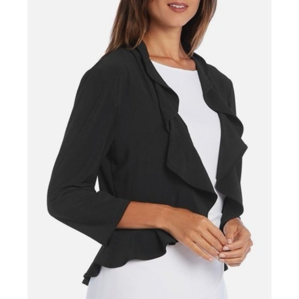 Cardigan shrug black ruffle laces open jacket